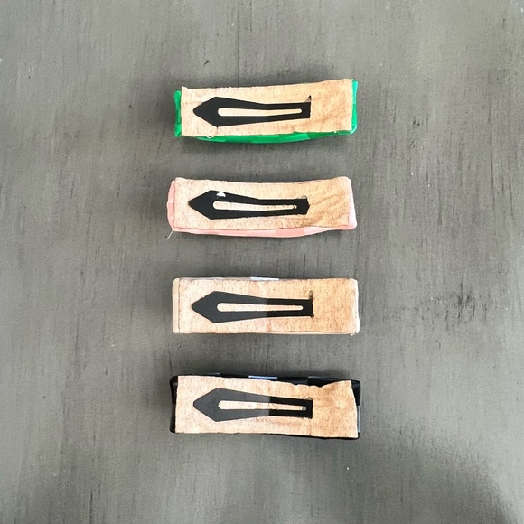 Bright Green Kelly Checkerboard Print Fabric Comfy 3" Metal Snap Clip Barrette - Picture 3 of 3